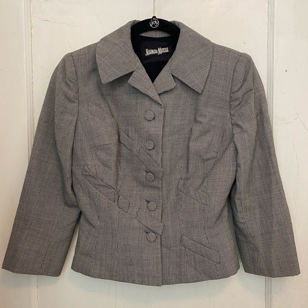 Vintage 1950s Neiman Marcus Wool Houndstooth Jacket